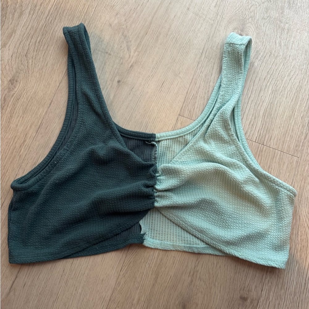 Wild Fable Two-Tone Tank Top in Dark Green and Light Green